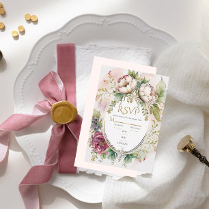 Elegant Rosa Romantic Rustic Bröllop OSA Kort
