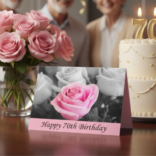 Elegant Rosa Ros 70-årsdag, Blommig Milstolpe Kort