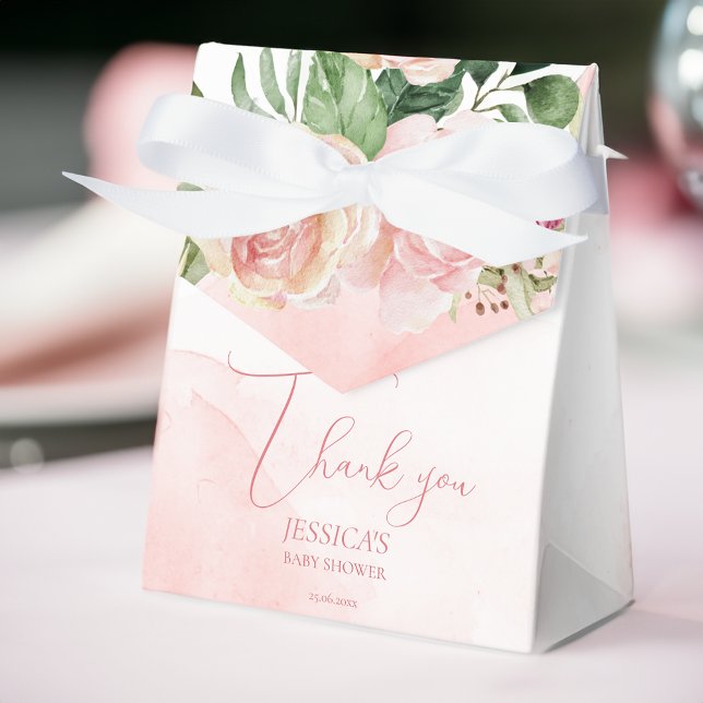 Elegant  rosa ros är en flickdusch. presentaskar (Elegant blush pink roses it's a girl baby shower favors personalized favor boxes)