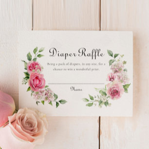 Elegant Rosa ros Baby Shower Diaper Raffle Biljett OSA Kort