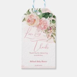Elegant rosa ros babydusch presentetikett