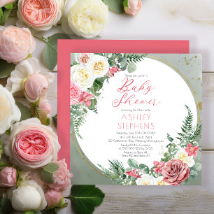 Elegant Rosa ros Barnstödsprogram för barn i Gul Inbjudningar