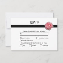 Elegant Rosa ros Black Ribbon Bröllop OSA Card