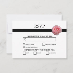 Elegant Rosa ros Black Ribbon Bröllop OSA Card Kort