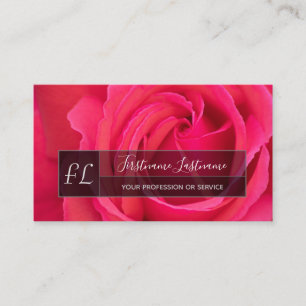 Elegant rosa ros blommar grått-rektangel monogram visitkort