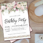 Elegant Rosa ros Blommigt 40:e födelsedagen Inbjudningar<br><div class="desc">Hona en speciell kvinna med denna elegant och feminin födelsedagsfest inbjudan. Information om födelsedagsfirandet omges av överst- och grund rosa blommigt gräns. Blommigten inslag är inkapslad i sage grönt lövs. och sms ge det till en contemporary vibe. Denna punkt är en del av den 40:e födelsedagssamlingen i Rosa ros Blommigt....</div>