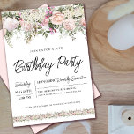 Elegant Rosa ros Blommigt 50:e födelsedagen Inbjudningar<br><div class="desc">Hona en speciell kvinna med denna elegant och feminin födelsedagsfest inbjudan. Information om födelsedagsfirandet omges av överst- och grund rosa blommigt gräns. Blommigten inslag är inkapslad i sage grönt lövs. och sms ge det till en contemporary vibe. Denna punkt är en del av den 50:e födelsedagssamlingen i Rosa ros Blommigt....</div>