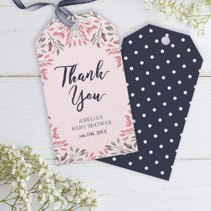 Elegant Rosa ros Blommigt Baby Shower Tack Presentetikett