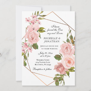 Elegant  Rosa ros Blommigt Christian Bröllop Inbjudningar