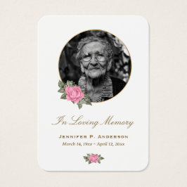 Elegant Rosa ros Blommigt Memorial Card Visitkort