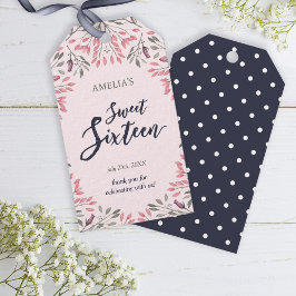 Elegant Rosa ros Blommigt Söt 16 Presentetikett