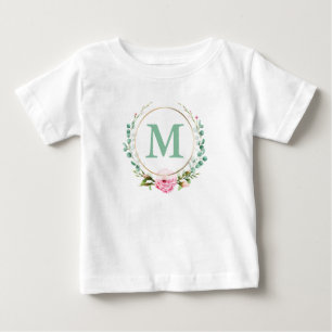 Elegant Rosa ros Blommigt Utandning Monogram T Shirt