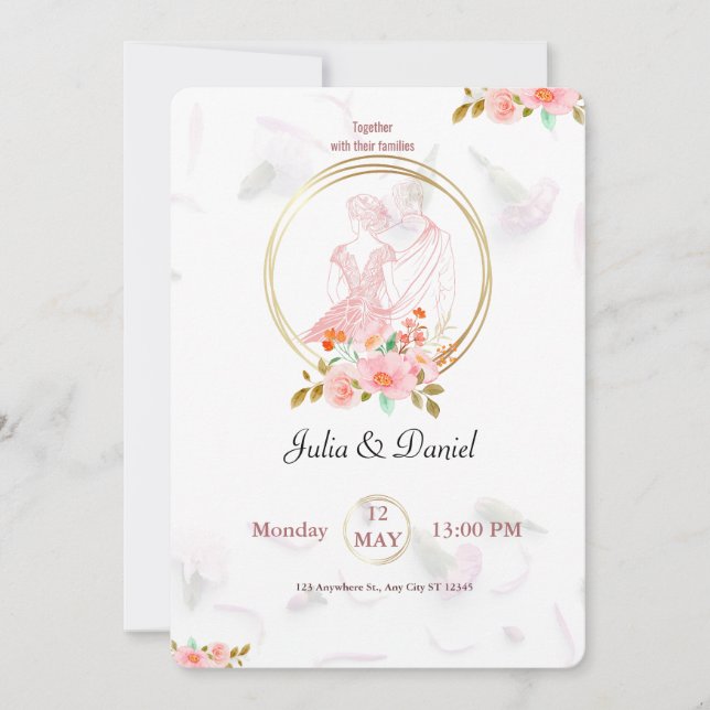 Elegant Rosa ros Blommigt vattenfärgsfärgsmålning (Framsida)