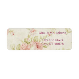 elegant Rosa ros Blommigt vintage bröllop Returadress Etikett