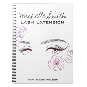 Elegant Rosa ros Blommigt Watercolor Beauty Salon Anteckningsbok