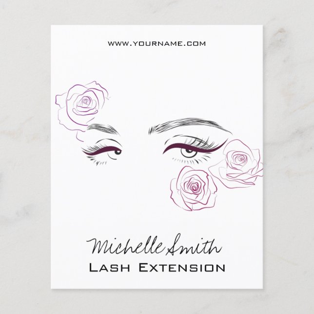 Elegant Rosa ros Blommigt Watercolor Beauty Salon Flygblad (Framsidan)