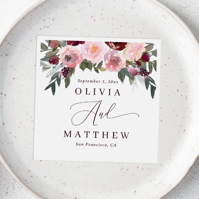 Elegant rosa ros blommor. Garden blommigt bröllop Pappersservett (Skapare uppladdad)