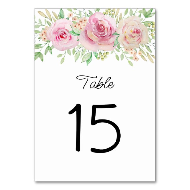 Elegant  Rosa ros Bordsnummer (Framsidan)