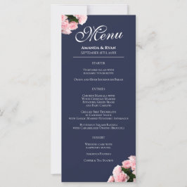 Elegant Rosa ros Bouquet Blommigt Bröllop Menu