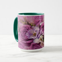 Elegant Rosa ros Bouquet Mugg