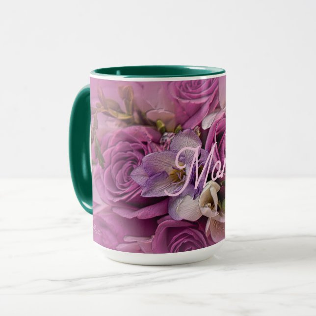 Elegant Rosa ros Bouquet Mugg (Framsida vänster)