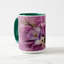 Elegant Rosa ros Bouquet Mugg