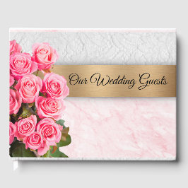 Elegant Rosa ros Bröllop Gästböcker