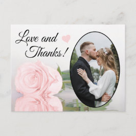 Elegant  Rosa ros Bröllop Kärlek och tack Vykort