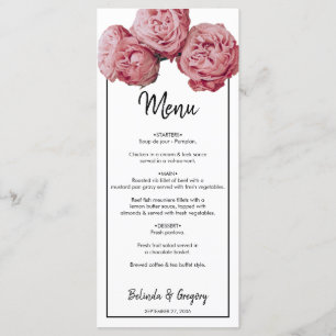 Elegant Rosa ros Bröllop Meny