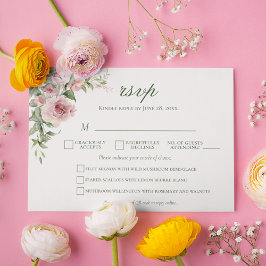 Elegant Rosa ros Bröllop OSA-kort | Menyalternativ OSA Kort