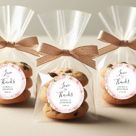 Elegant Rosa ros bröllopsförmån Tack Runt Klistermärke