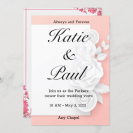 Elegant Rosa ros bröllopsinbjudan Inbjudningar