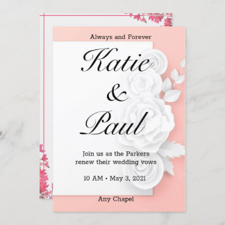 Elegant Rosa ros bröllopsinbjudan Inbjudningar