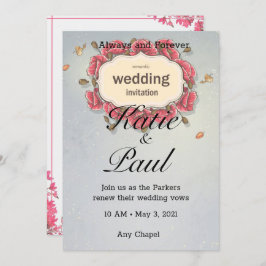 Elegant Rosa ros bröllopsinbjudan Inbjudningar