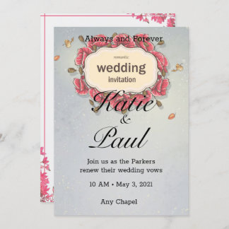 Elegant Rosa ros bröllopsinbjudan Inbjudningar