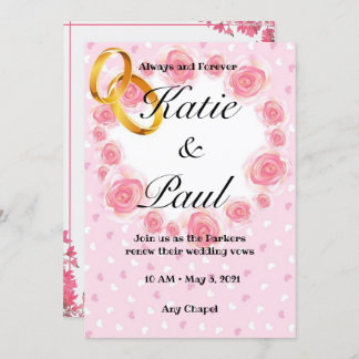 Elegant rosa ros bröllopsinbjudan inbjudningar