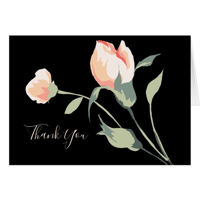 Elegant Rosa ros Buds på svart bakgrund OBS Kort (Framsidan Horizontal)