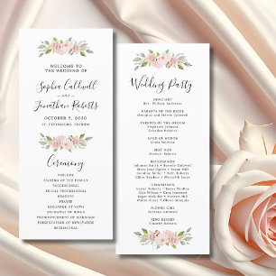 Elegant Rosa ros Calligraphy Bröllop Program