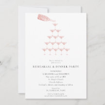 Elegant Rosa ros Champagne Torn Rehearsal Dinner