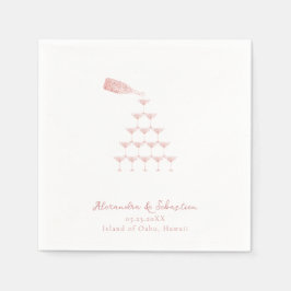 Elegant Rosa ros Champagne Torn skript Bröllop Pappersservett