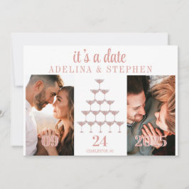 Elegant Rosa ros Champagne Torn skript Bröllop Spara Datumet