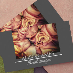 elegant rosa ros florist eller blommigt designer visitkort