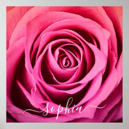 Elegant Rosa ros Flower Photo Add Namn Poster