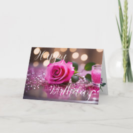 Elegant rosa ros födelsedagsgratulation kort