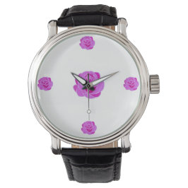 Elegant rosa ros fönsterglas armbandsur -