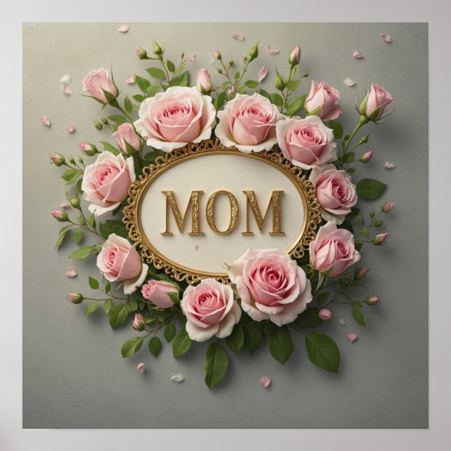 Elegant Rosa ros för Mamma vid Mors dag Poster (Framsidan)
