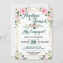 Elegant Rosa ros Förlovningsfest Inbjudningar