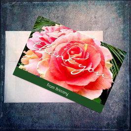 Elegant rosa ros fotomodern calligraphy-anpassning tack kort