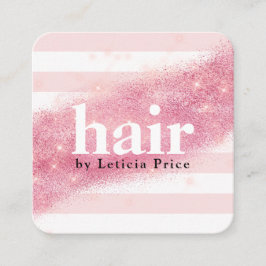 Elegant rosa ros glitter guld rand fyrkantigt visitkort