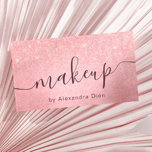 Elegant rosa ros glitter makeup artist visitkort